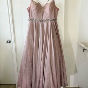 Rose-Mauve A-Line Gown with Beaded Waist Sz 14